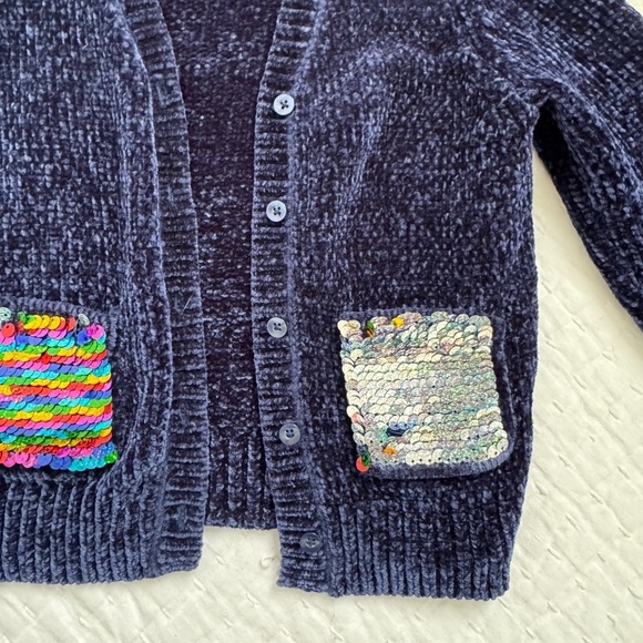 Kidbox navy chenille flip sequin cardigan 3T - Picture 4 of 5